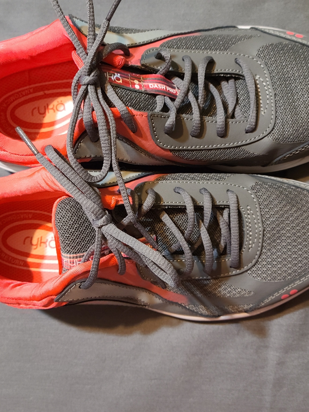 Ryka Gray and Coral Athletic Running Shoes